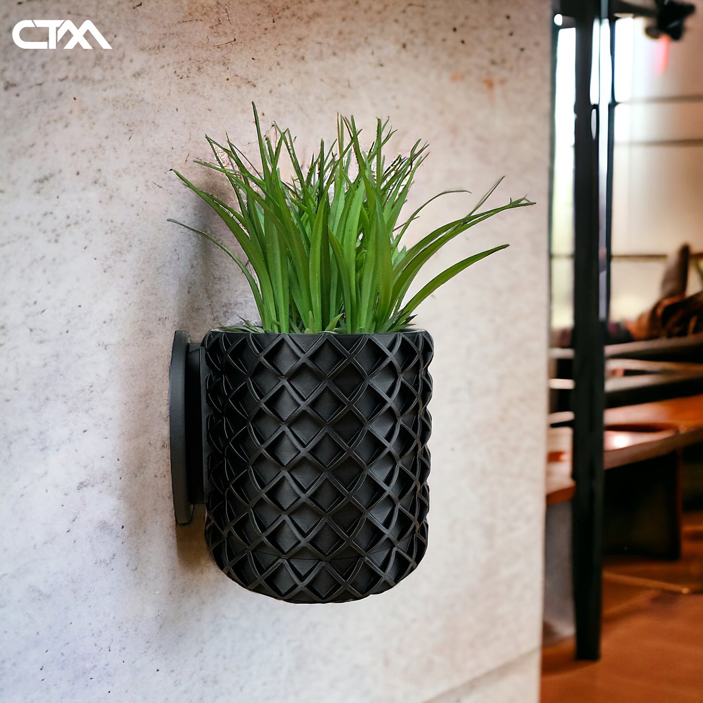 Wall Planter with Hidden Drip Tray - Bubble Lattice Design Planter