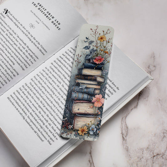Books And Flowers Bookmark