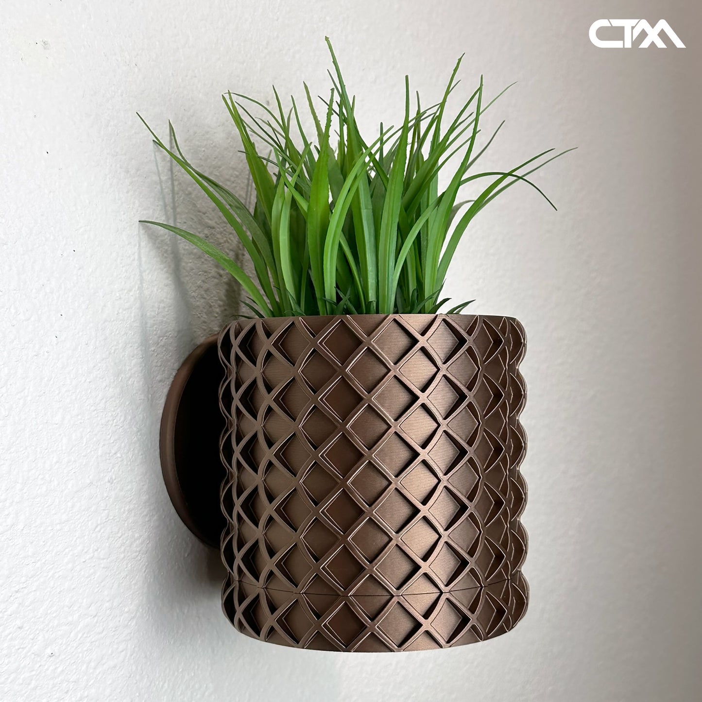 Wall Planter with Hidden Drip Tray - Bubble Lattice Design Planter