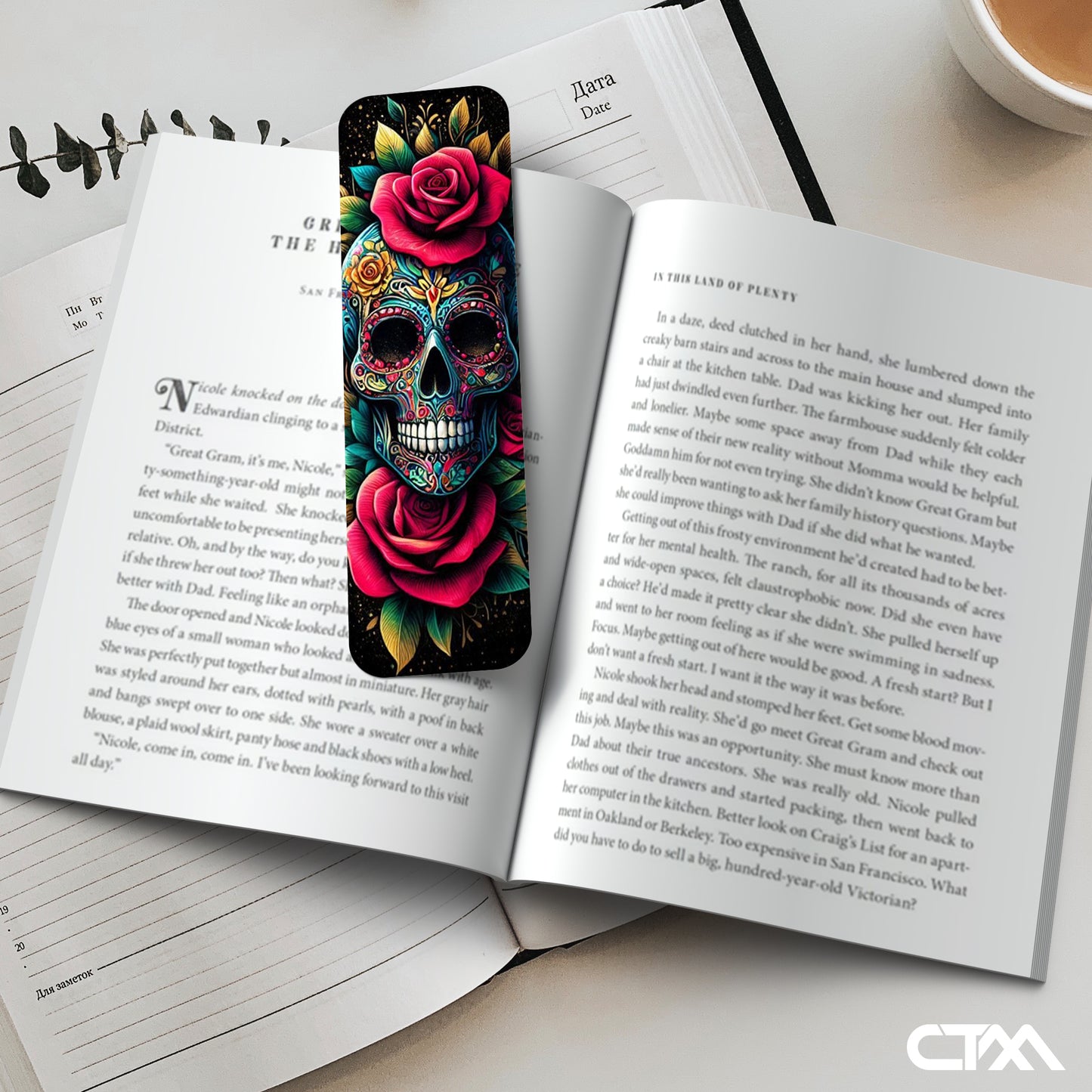Sugar Skull Rose Bookmark