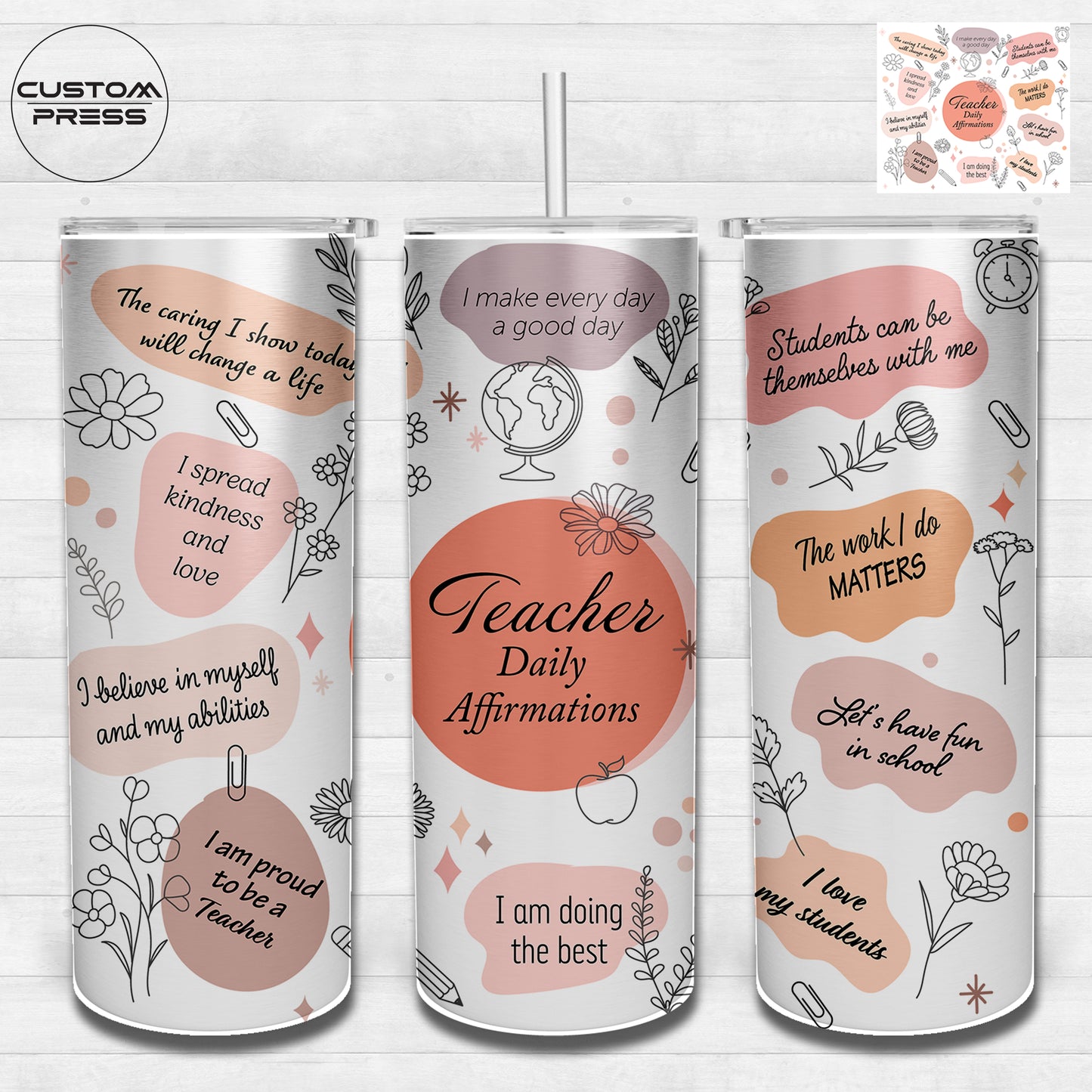 Teacher Daily Affirmation Tumbler