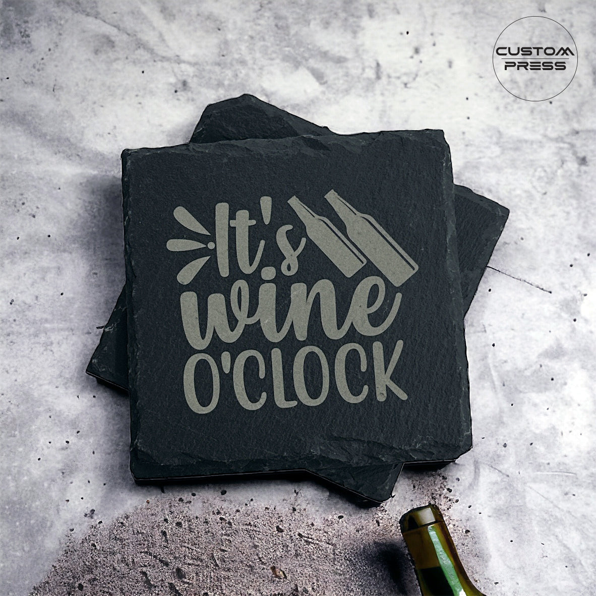 Wine O'clock Engraved Slate Coasters