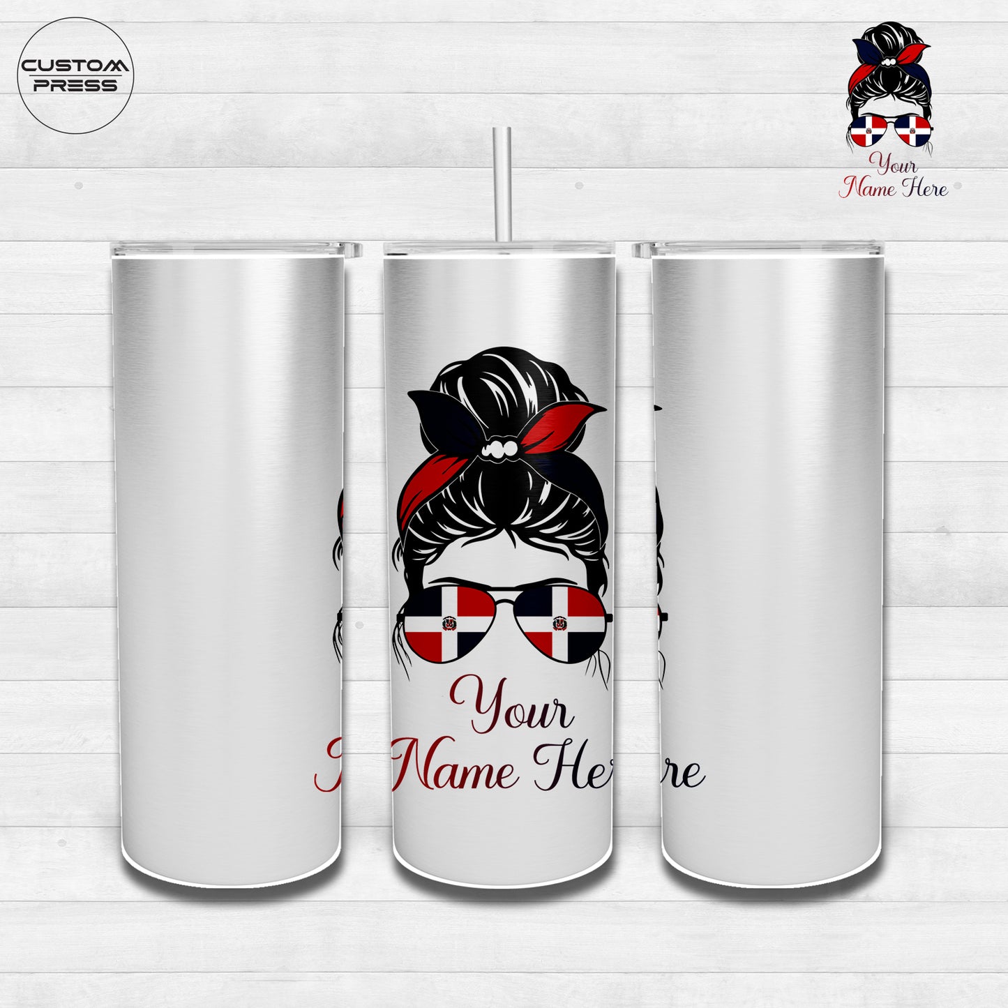 Personalized Dominican Messy Bun Tumbler