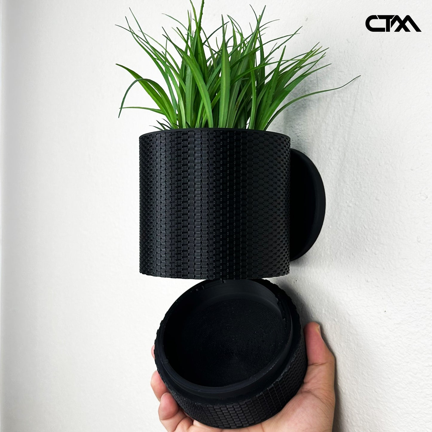 Wall Planter with Hidden Drip Tray - Weave Design Planter