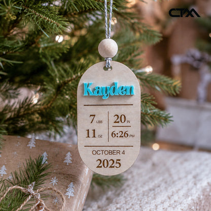 Personalized Baby Birth Ornament – Baby’s First Christmas Keepsake