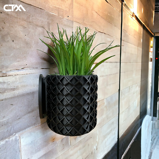 Wall Planter with Hidden Drip Tray - Bubble Lattice Design Planter