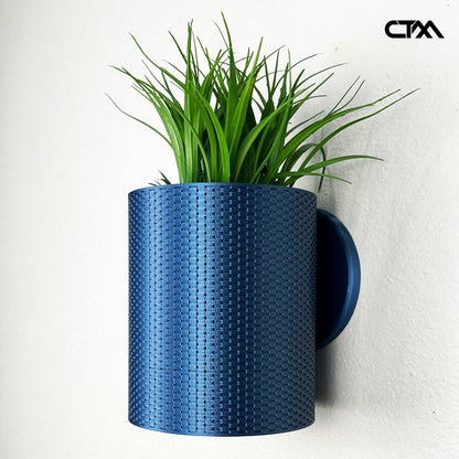 Wall Planter with Hidden Drip Tray - Weave Design Planter