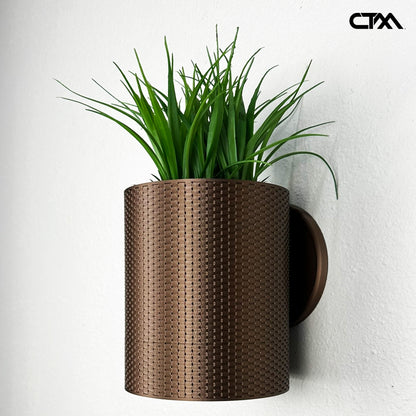 Wall Planter with Hidden Drip Tray - Weave Design Planter