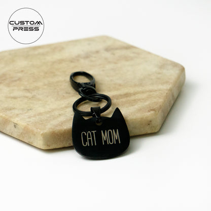 Cat Mom Stainless Steel Keychain