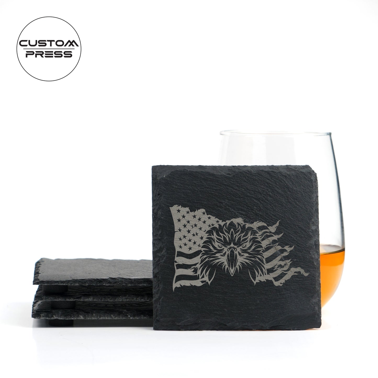 American Flag Eagle Slate Coasters