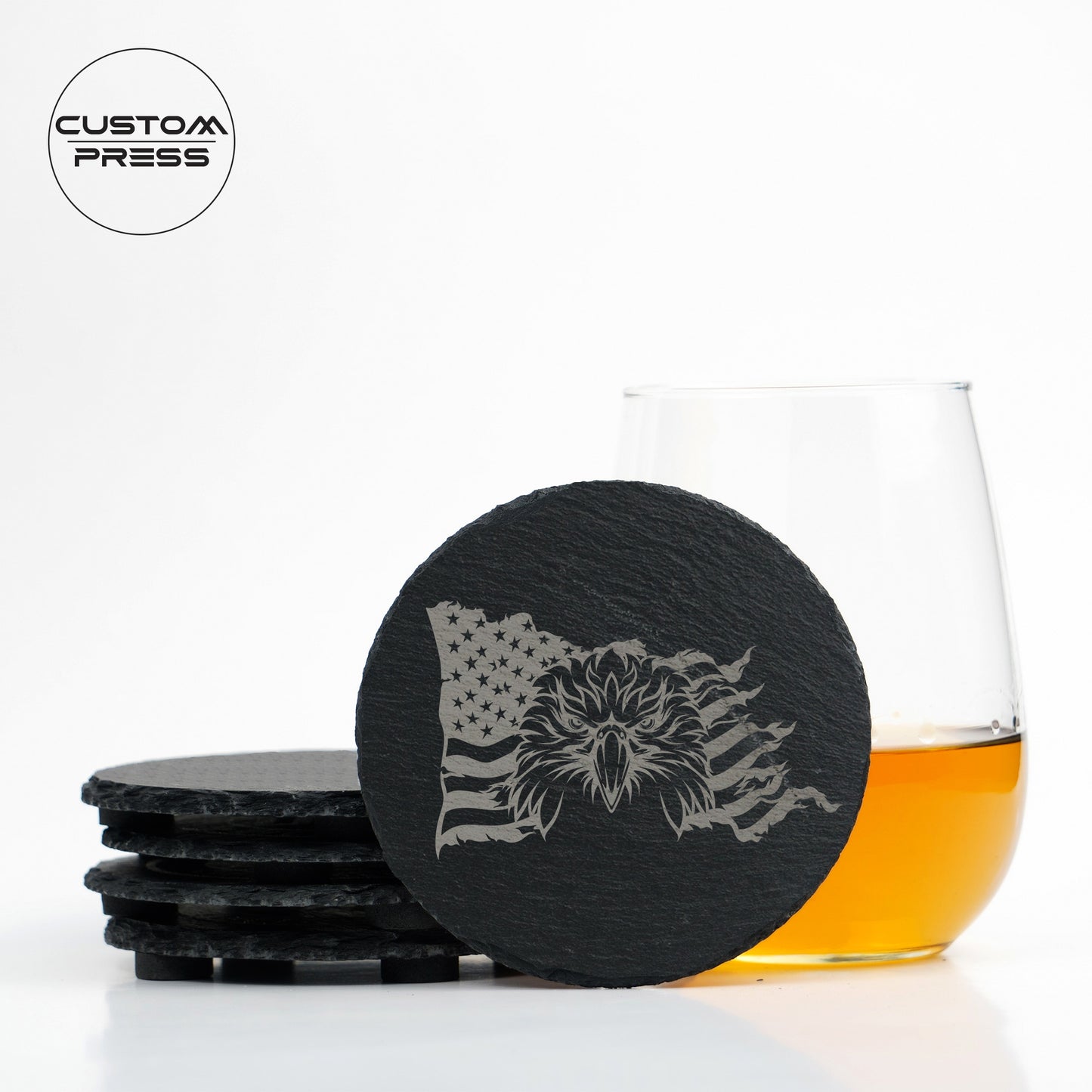 American Flag Eagle Slate Coasters