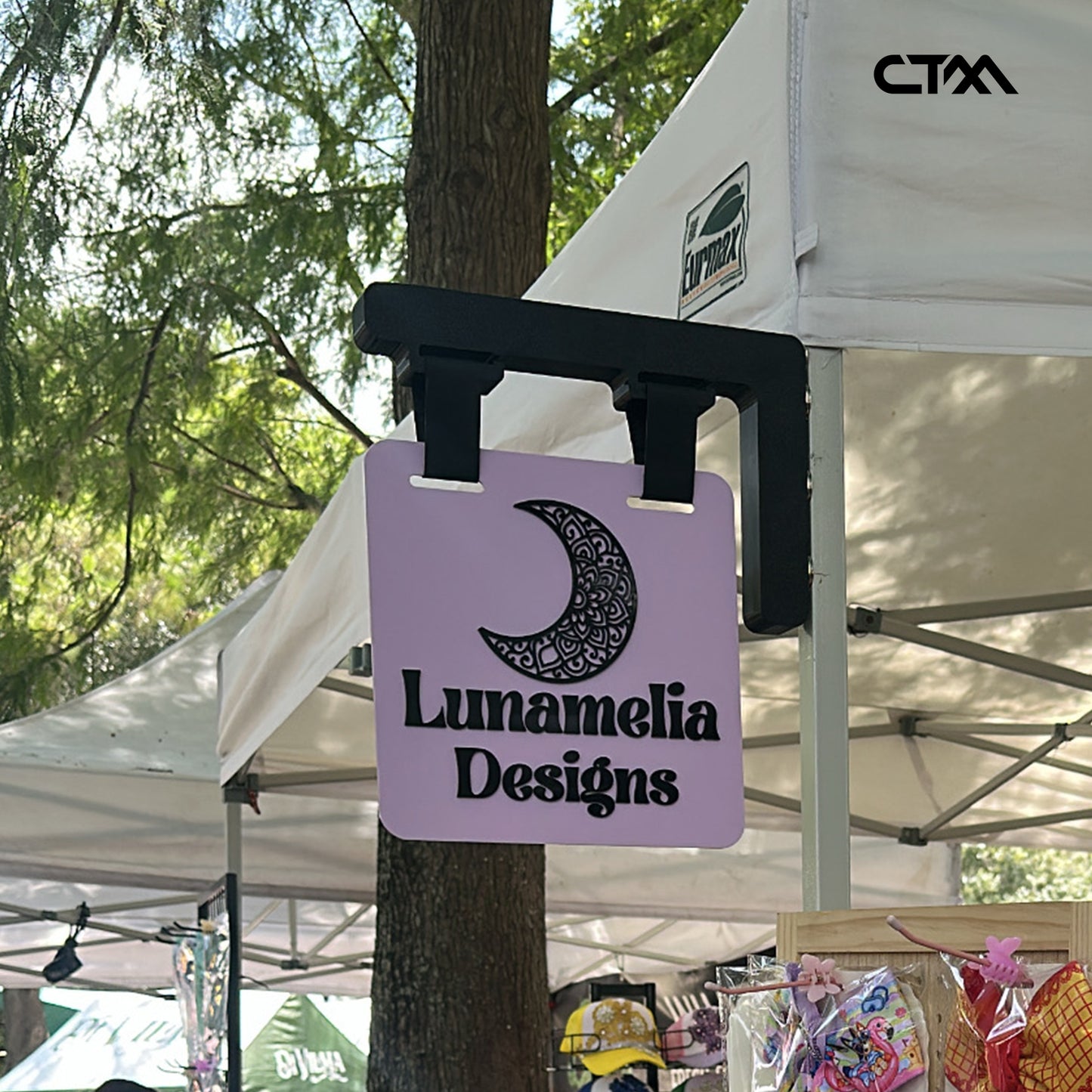 Custom Layered Acrylic Vendor Tent Sign with Magnetic Base