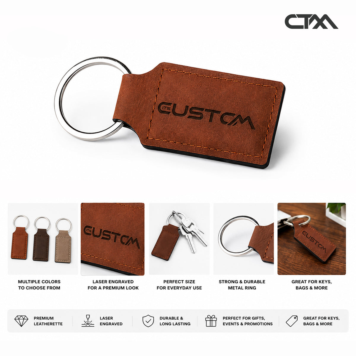 Personalized Leatherette Keychain | Custom Laser Engraved Keychain