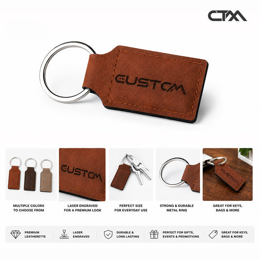 Personalized Leatherette Keychain | Custom Laser Engraved Keychain
