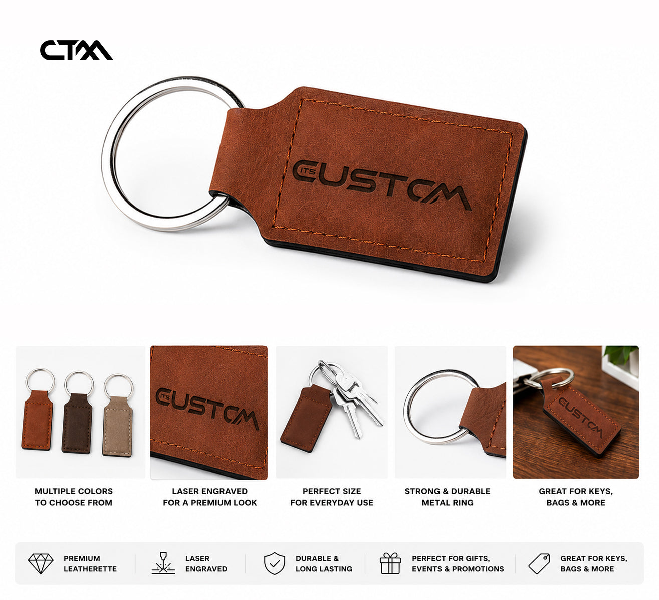 Personalized Leatherette Keychain | Custom Laser Engraved Keychain
