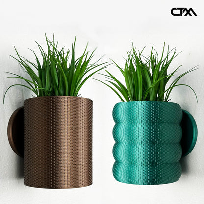 Wall Planter with Hidden Drip Tray - Weave Design Planter