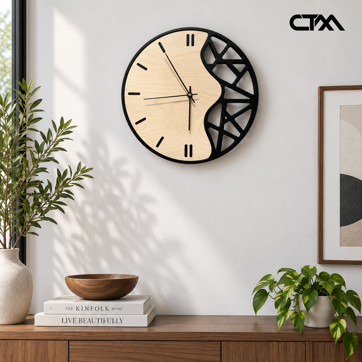 Modern Abstract Geometric Wood Wall Clock