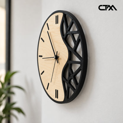 Modern Abstract Geometric Wood Wall Clock