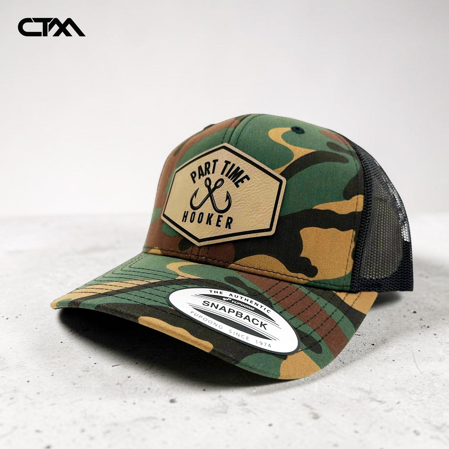 Part Time Hooker Leather Patch Trucker Hat
