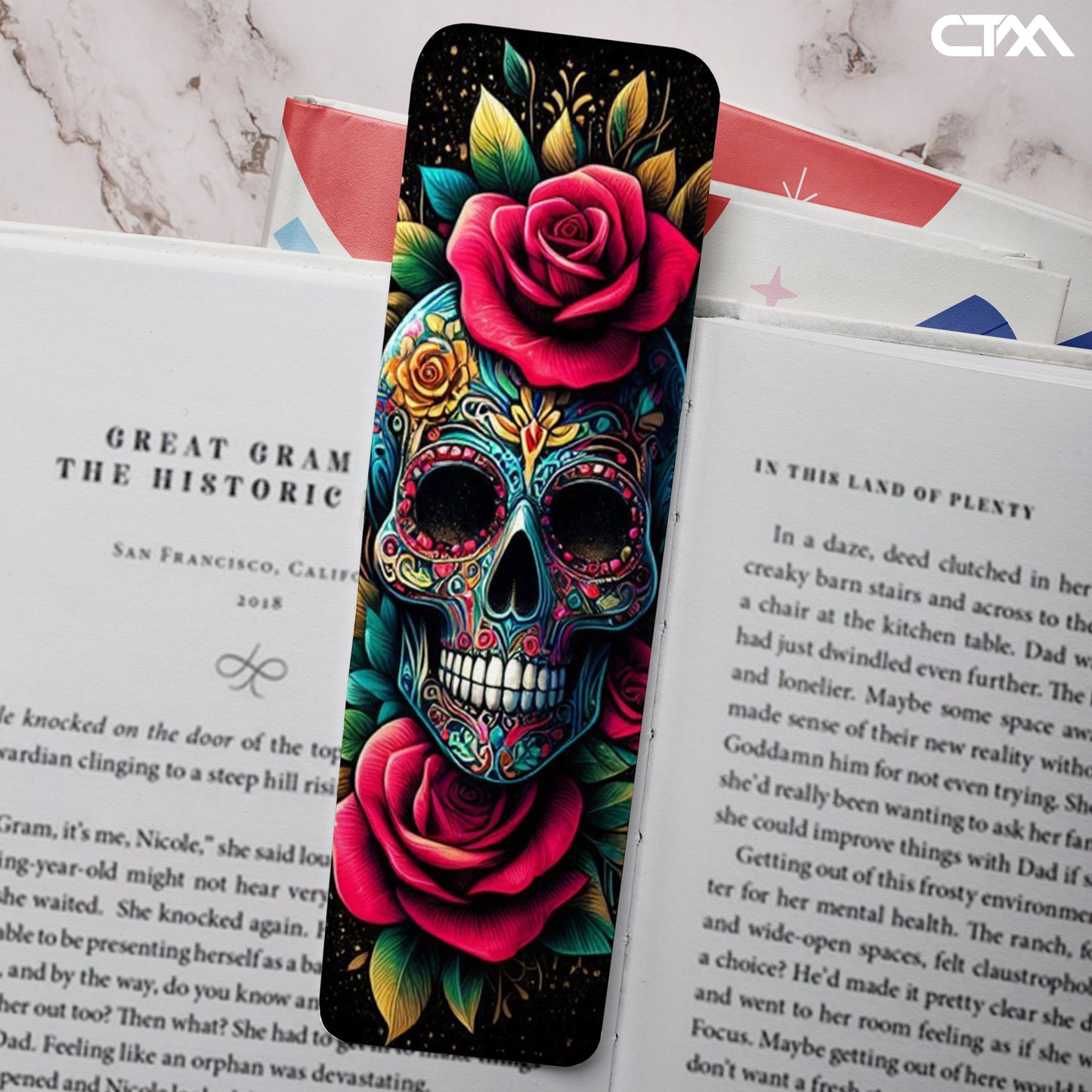 Sugar Skull Rose Bookmark