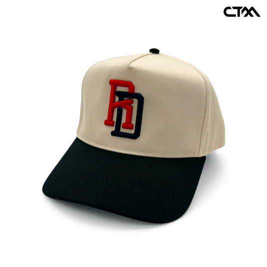 natural and black embroidered monogram baseball hat