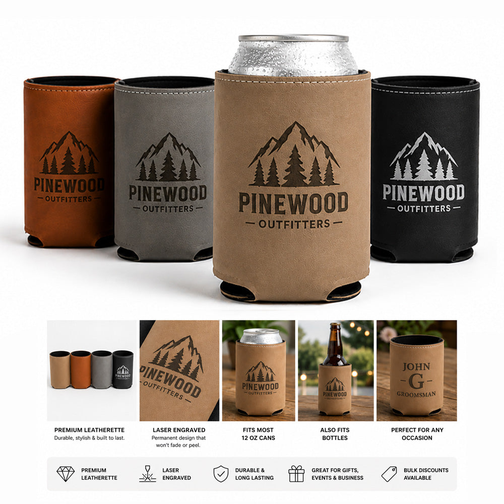 Leatherette Koozie – Laser Engraved Can Cooler