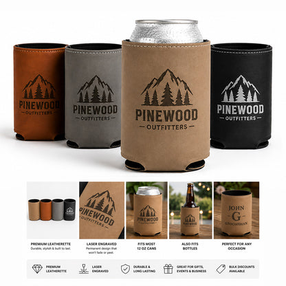 Leatherette Koozie – Laser Engraved Can Cooler