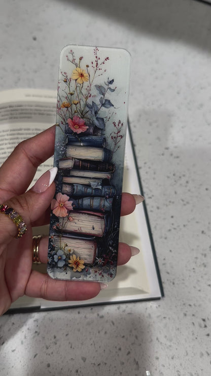 Books And Flowers Bookmark